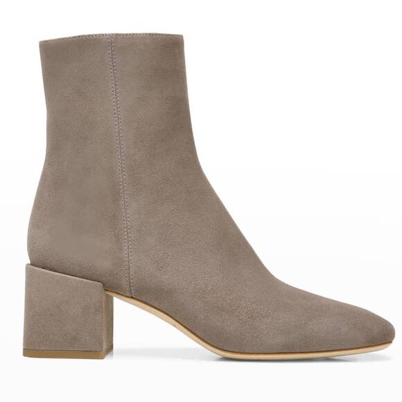 Vince Kaye Suede Block Heel Zip Ankle Booties Light Woodsmoke 9.5